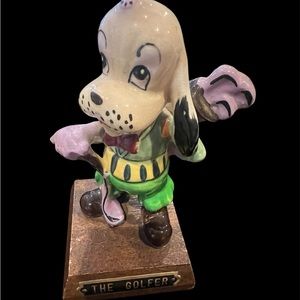Vintage Anthropomorphic ceramic Golfer Dog Figurine